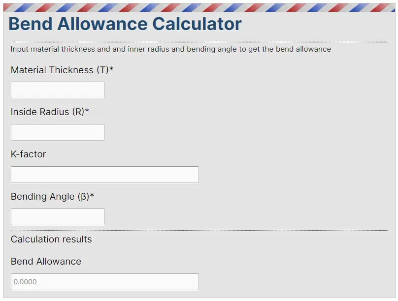 Bend Allowance Calculator